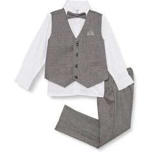 ISAAC Mizrahi slim fit NEW sz 2 years Boys tweed vest shirt pant set bow…